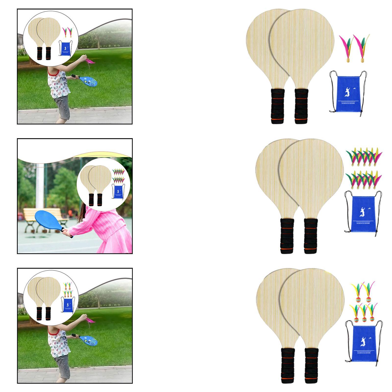 2Pcs 나무 배드민턴 패들 세트(공 및 보관 주머니  - Badminton Set Garden 리뷰 및 가격