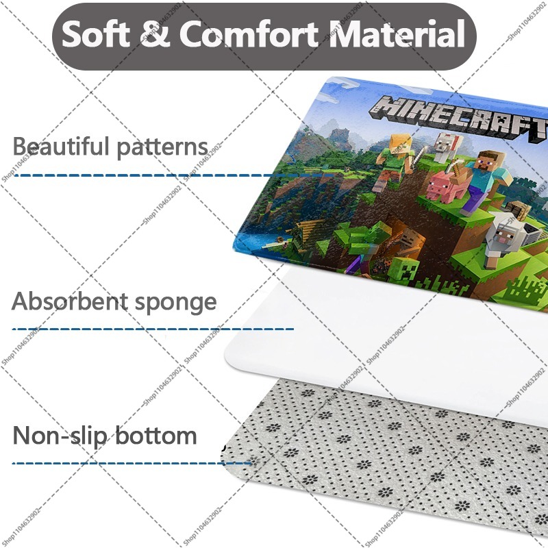 Minecrafted 플란넬 바닥 매트 욕실 부드러운  - Party Games Minecraft 리뷰 및 가격