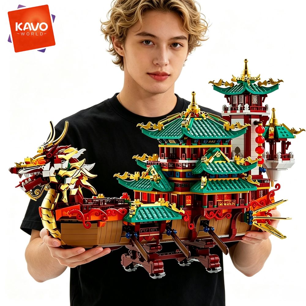 KAVOWORLD 2453피스 드래곤 보트 조립 블록  - Party Games Meaning 리뷰 및 가격