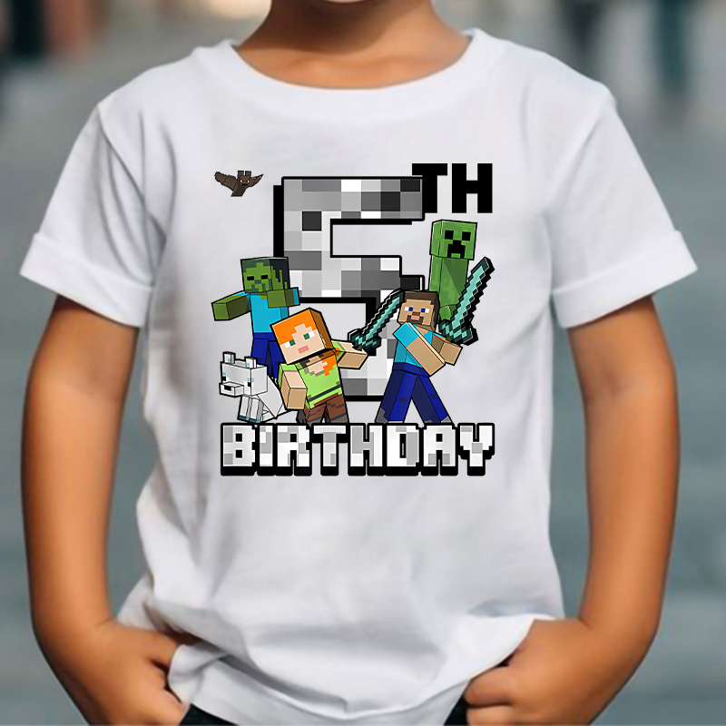 만화 귀여운 마인 크래프트 티셔츠 십대 생일 번호 애니 - Party Games Minecraft 리뷰 및 가격